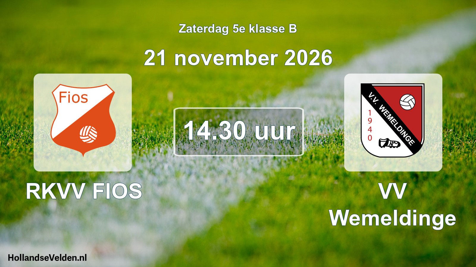 Geplande wedstrijd: RKVV FIOS - VV Wemeldinge (21 november 2026)