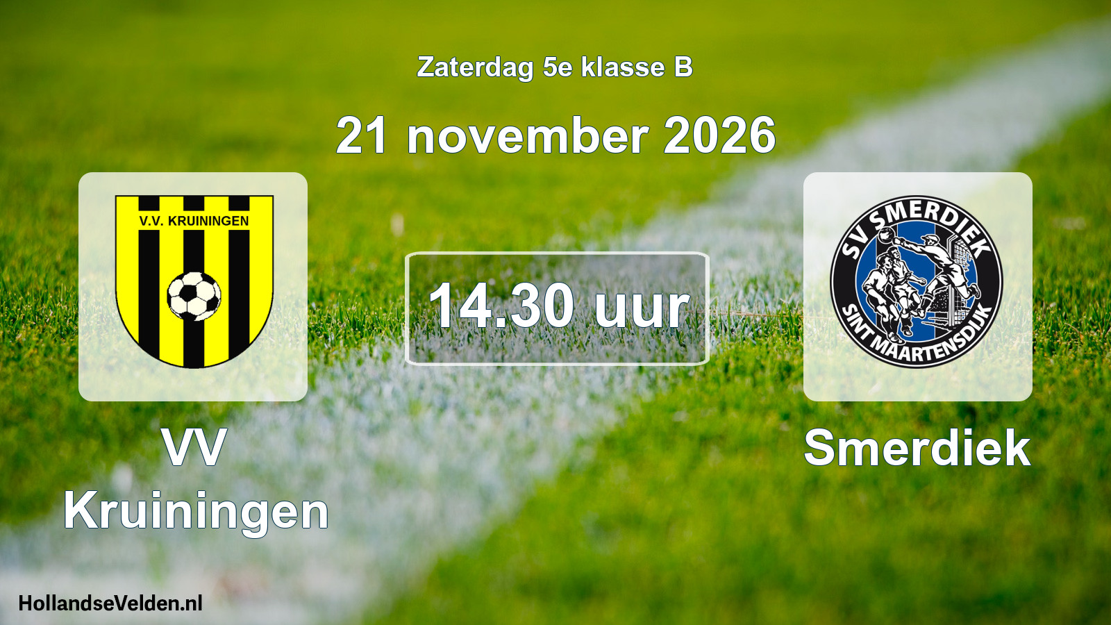 Geplande wedstrijd: VV Kruiningen - Smerdiek (21 november 2026)
