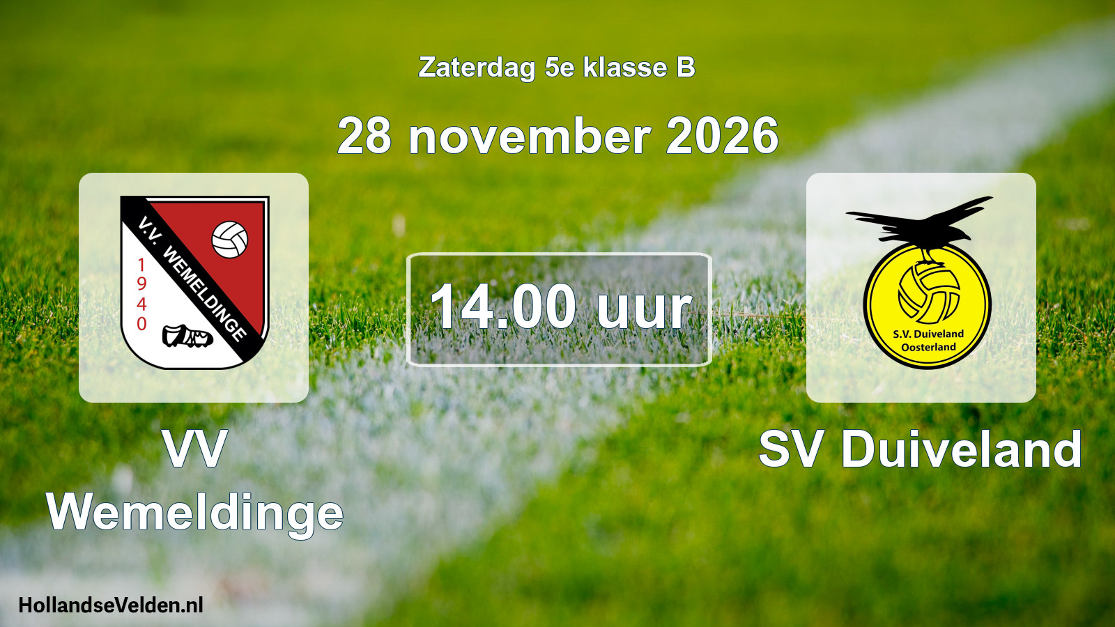 Geplande wedstrijd: VV Wemeldinge - SV Duiveland (28 november 2026)