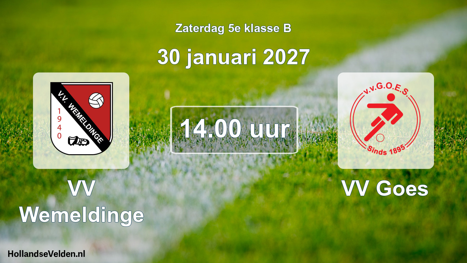 Geplande wedstrijd: VV Wemeldinge - VV Goes (30 januari 2027)
