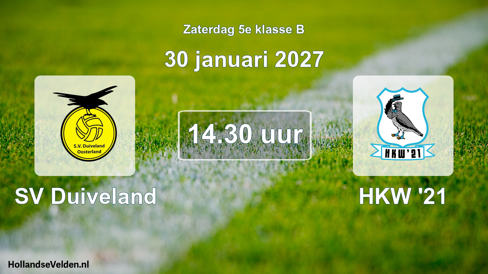 Geplande wedstrijd: SV Duiveland - HKW '21 (30 januari 2027)