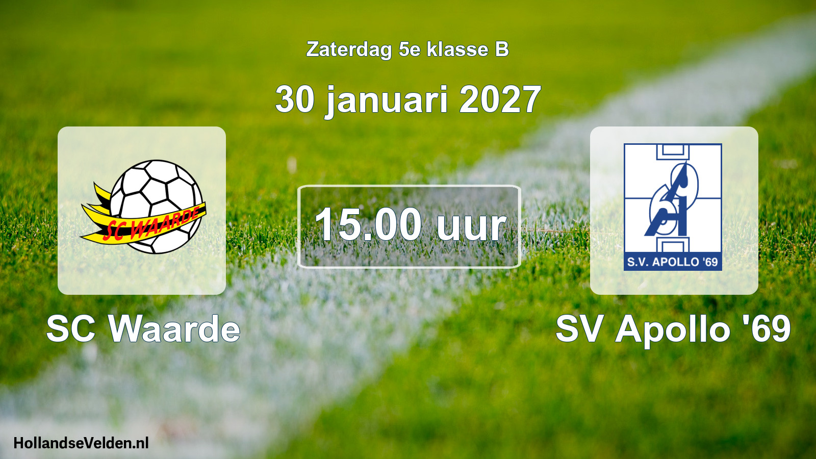 Geplande wedstrijd: SC Waarde - SV Apollo '69 (30 januari 2027)