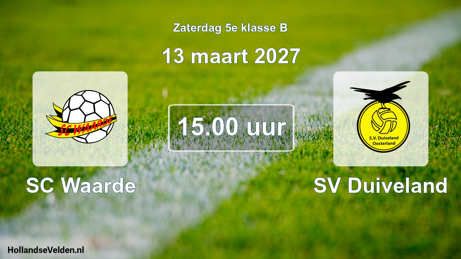 Geplande wedstrijd: SC Waarde - SV Duiveland (13 maart 2027)