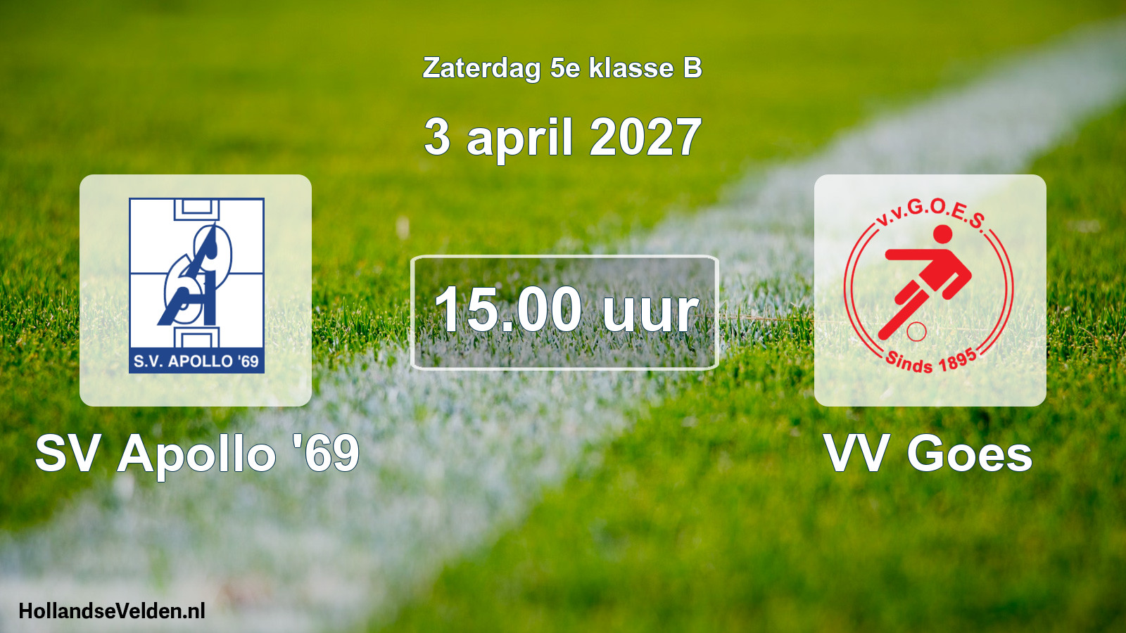 Geplande wedstrijd: SV Apollo '69 - VV Goes (3 april 2027)