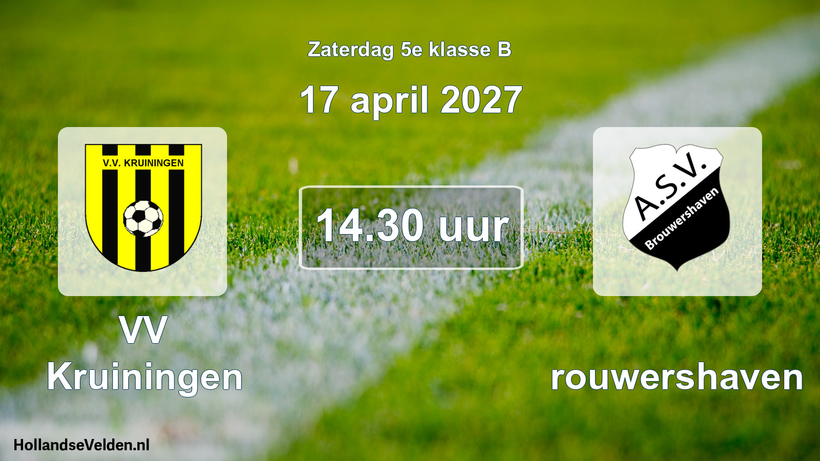 Geplande wedstrijd: VV Kruiningen - Brouwershaven (17 april 2027)