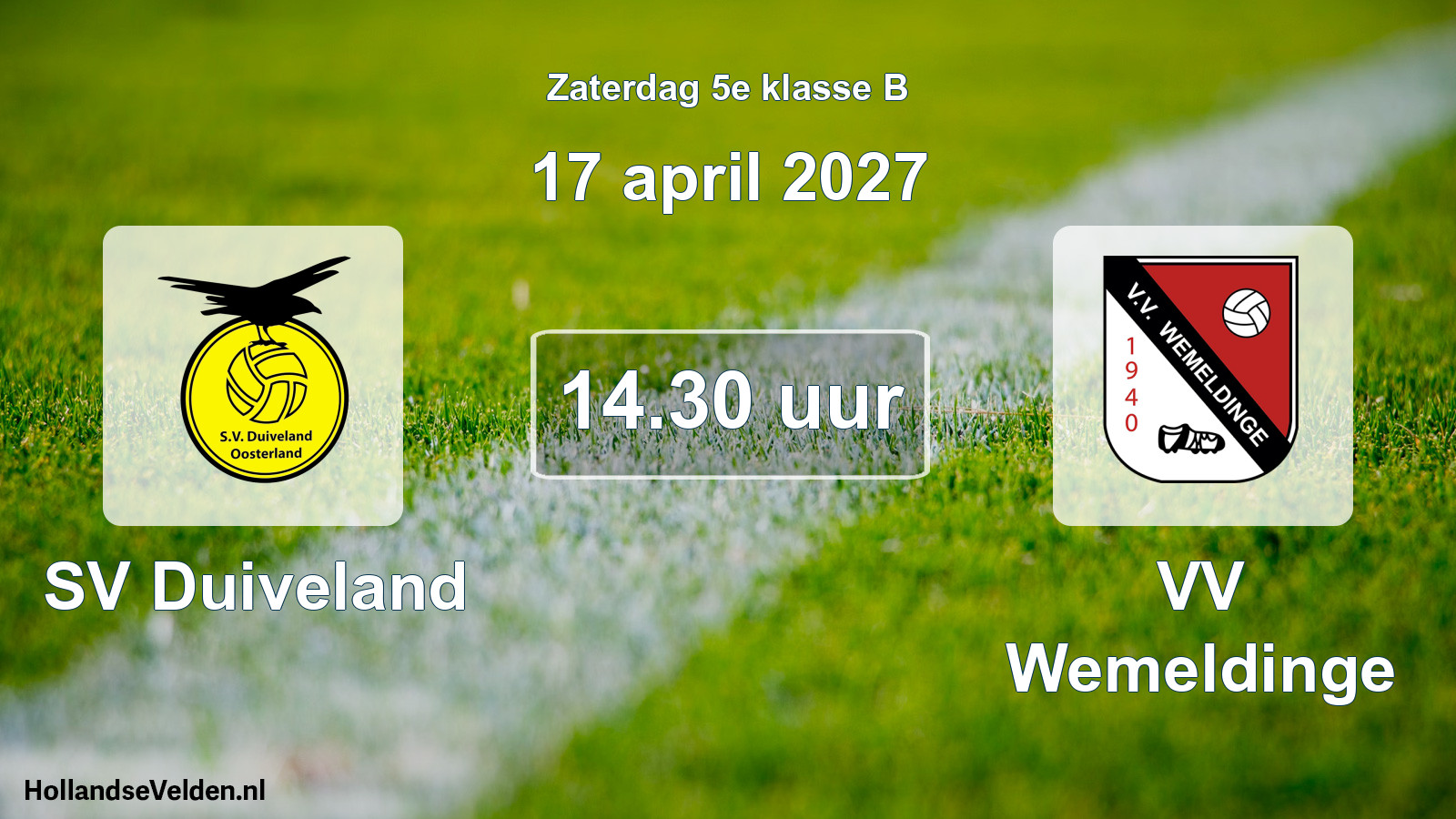 Geplande wedstrijd: SV Duiveland - VV Wemeldinge (17 april 2027)