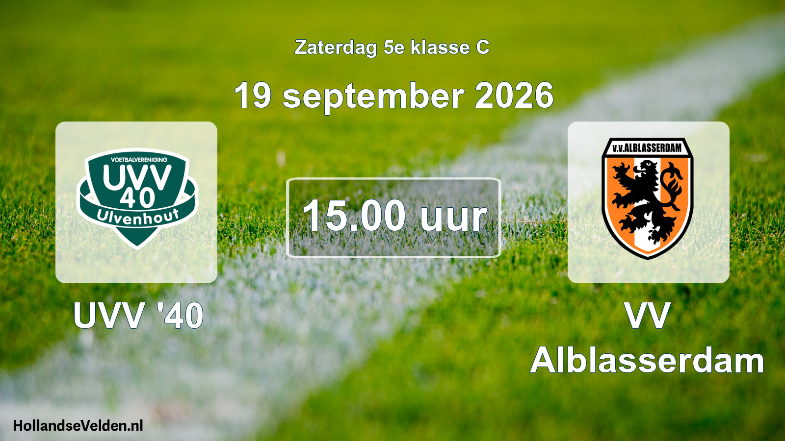 Geplande wedstrijd: UVV '40 - VV Alblasserdam (19 september 2026)