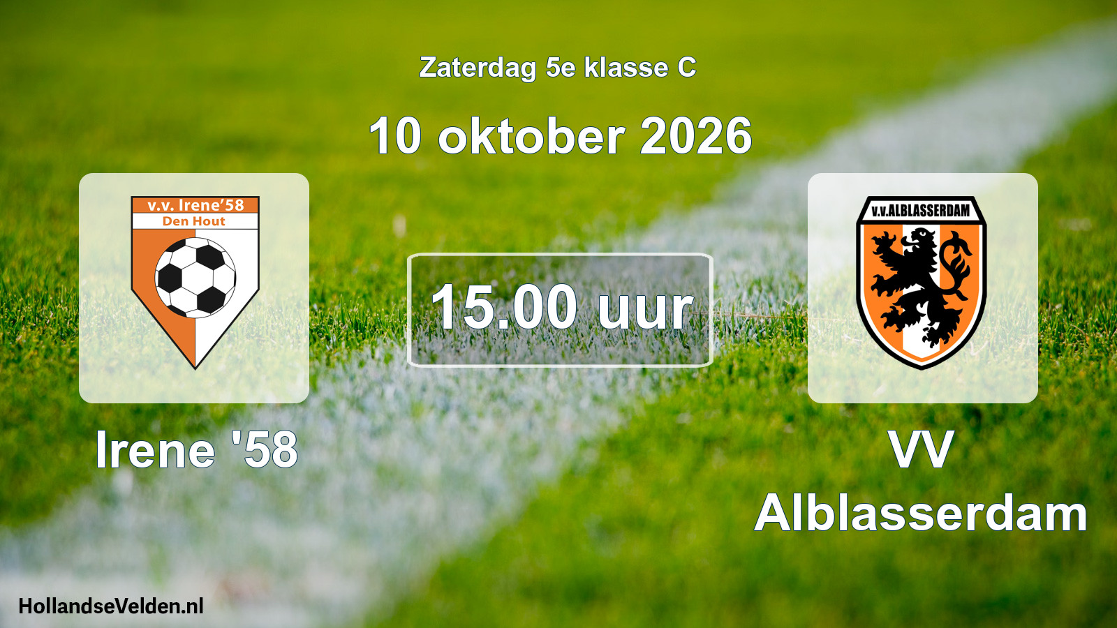 Geplande wedstrijd: Irene '58 - VV Alblasserdam (10 oktober 2026)