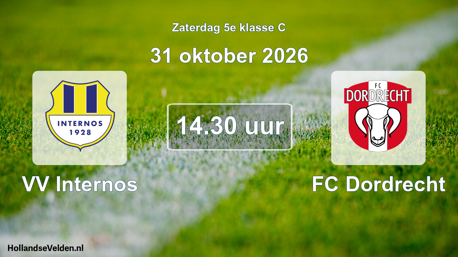 Geplande wedstrijd: VV Internos - FC Dordrecht (31 oktober 2026)