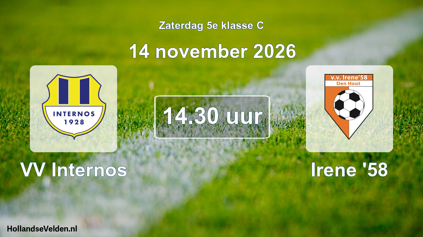 Geplande wedstrijd: VV Internos - Irene '58 (14 november 2026)