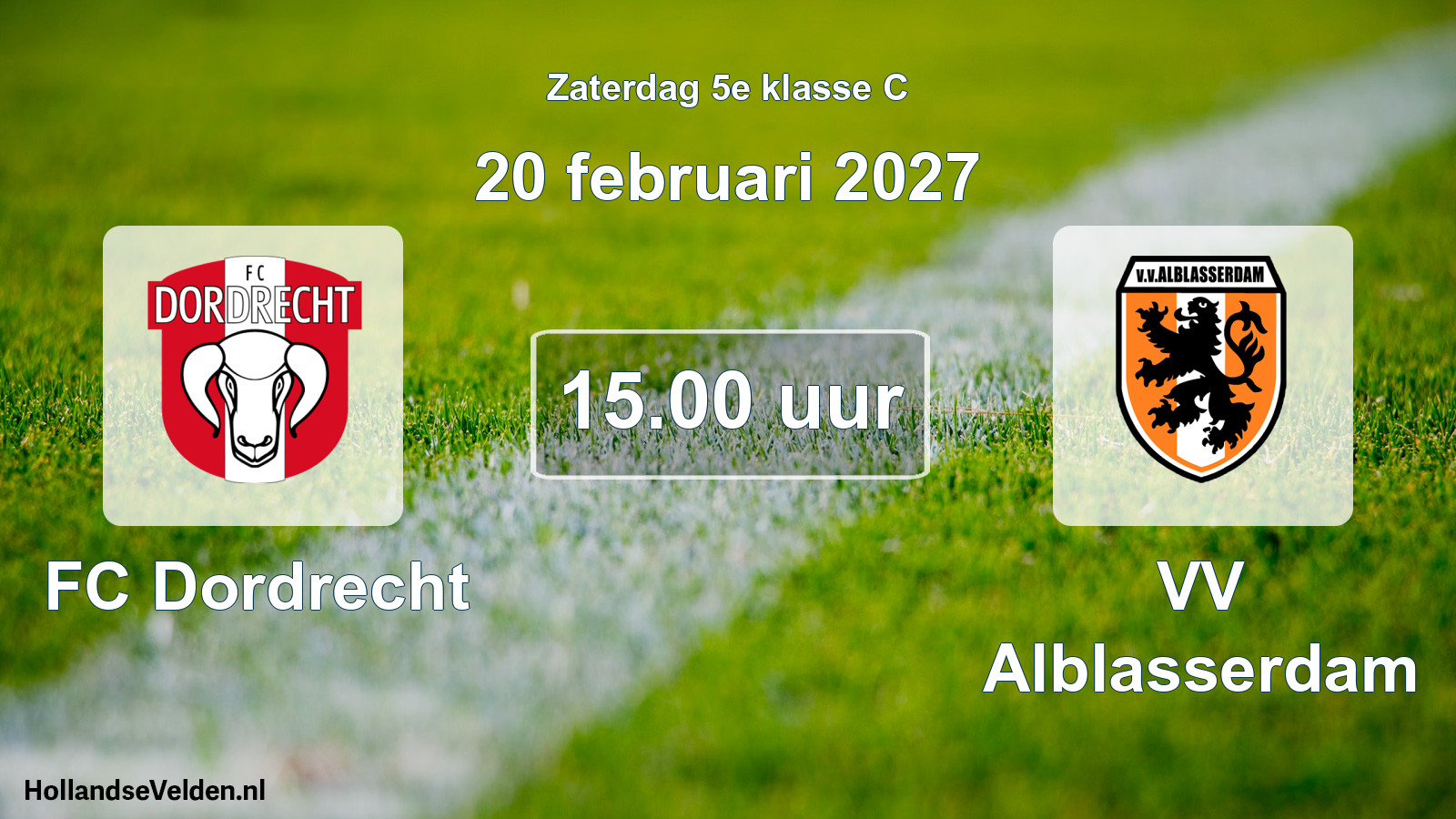 Geplande wedstrijd: FC Dordrecht - VV Alblasserdam (20 februari 2027)