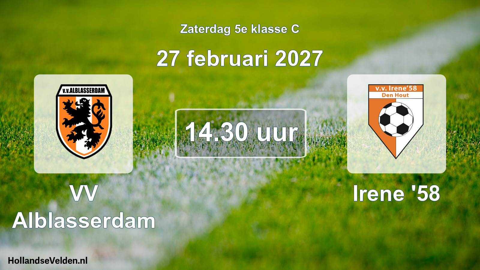 Geplande wedstrijd: VV Alblasserdam - Irene '58 (27 februari 2027)