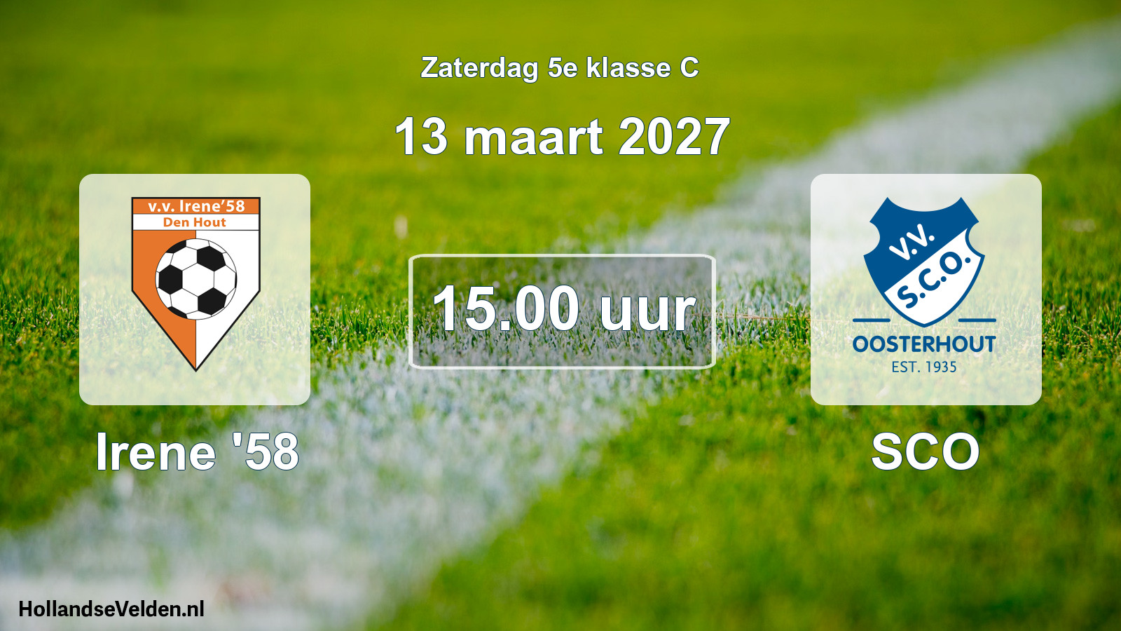 Geplande wedstrijd: Irene '58 - SCO (13 maart 2027)