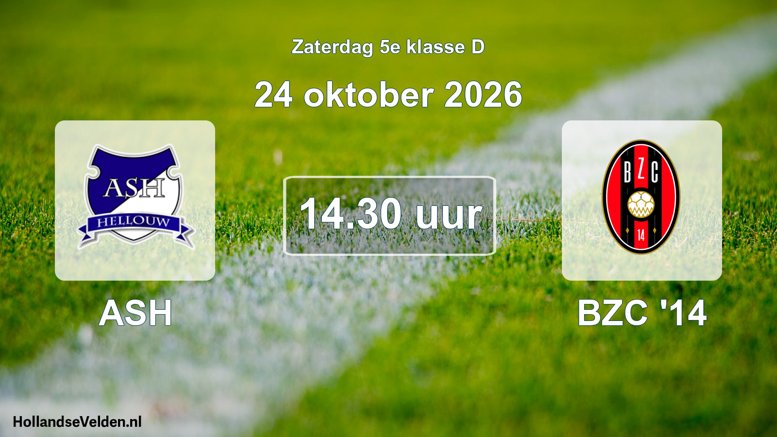 Geplande wedstrijd: ASH - BZC '14 (24 oktober 2026)