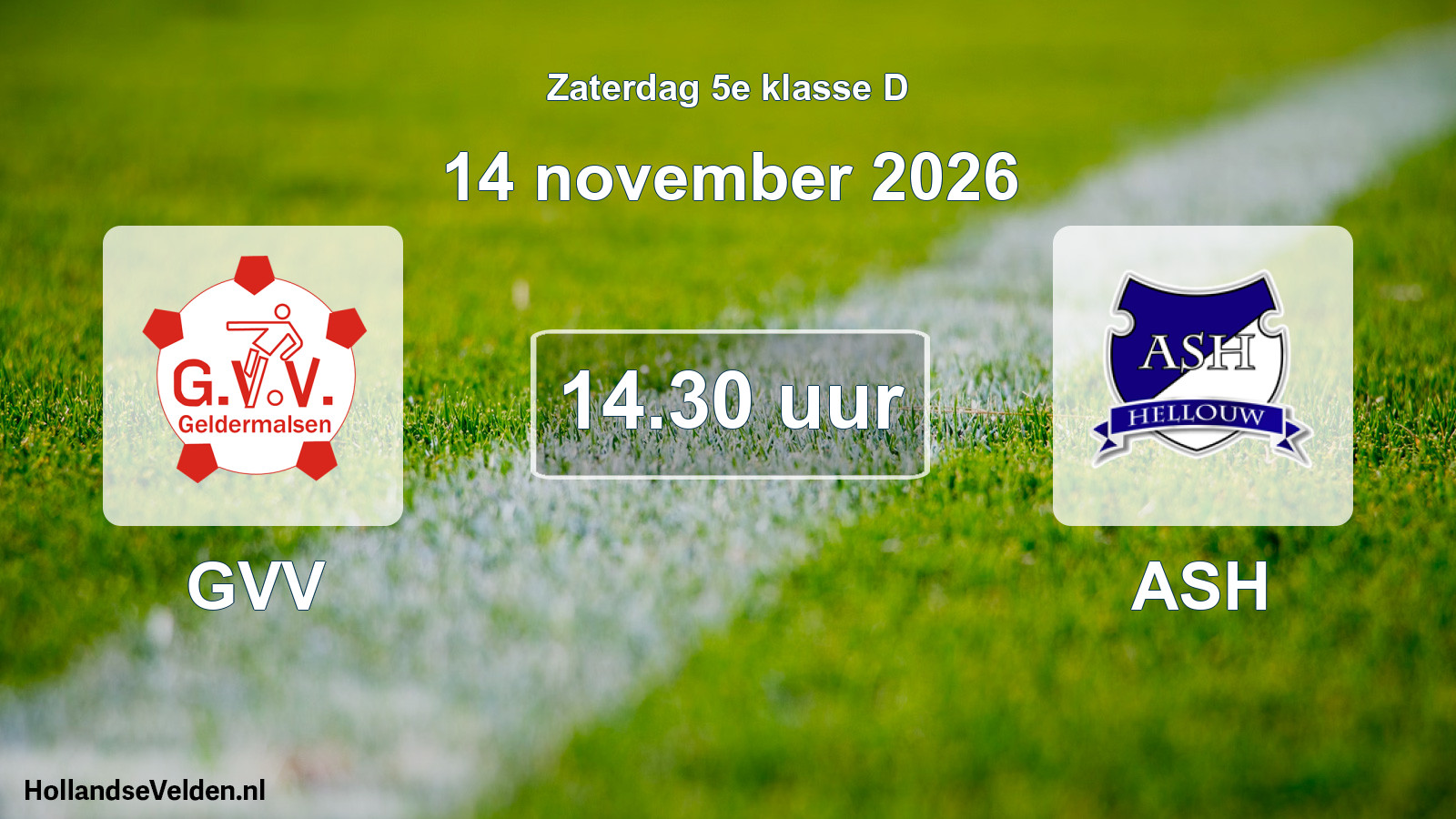 Geplande wedstrijd: GVV - ASH (14 november 2026)