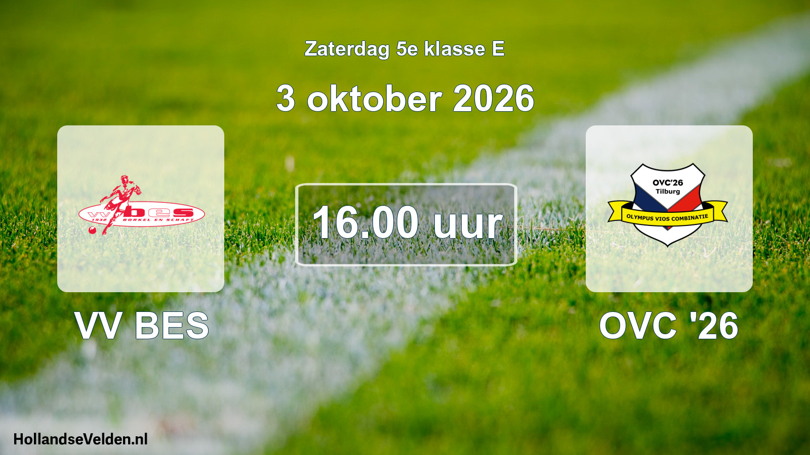 Geplande wedstrijd: VV BES - OVC '26 (3 oktober 2026)