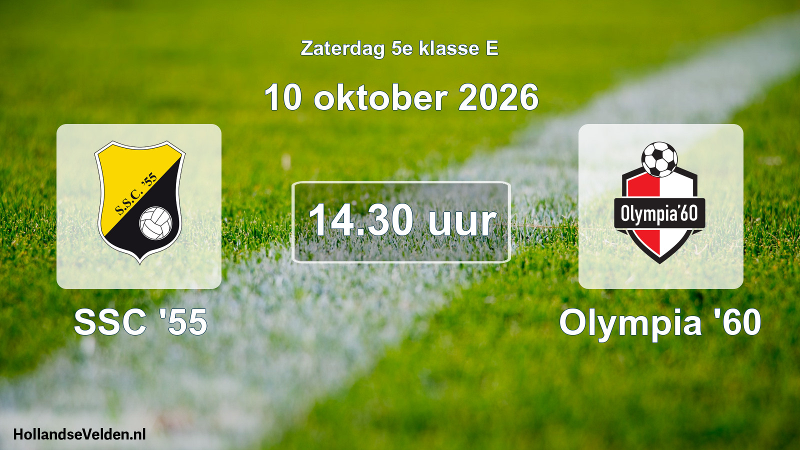 Geplande wedstrijd: SSC '55 - Olympia '60 (10 oktober 2026)