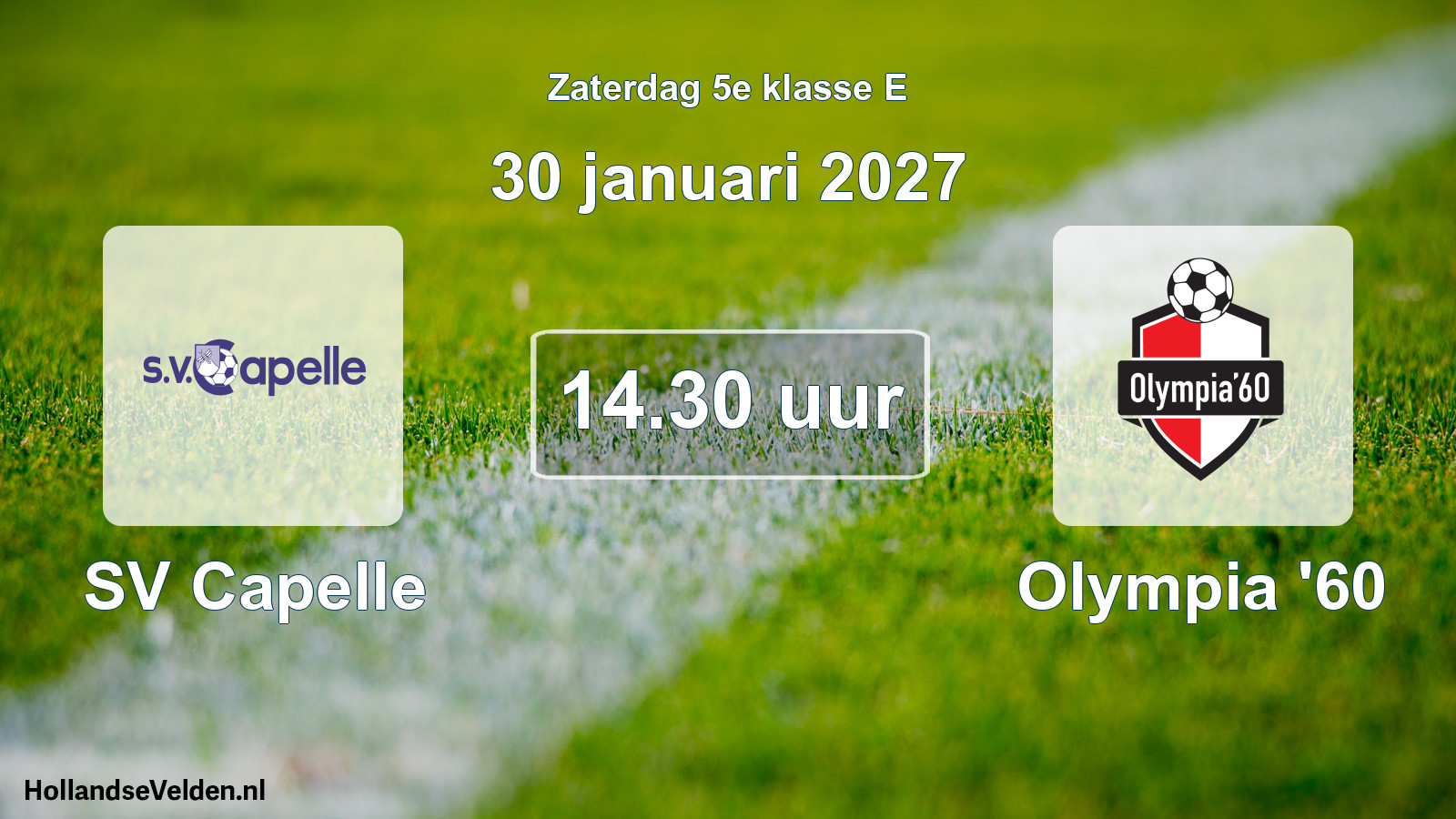Geplande wedstrijd: SV Capelle - Olympia '60 (30 januari 2027)