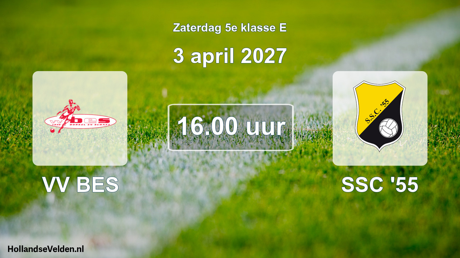 Geplande wedstrijd: VV BES - SSC '55 (3 april 2027)