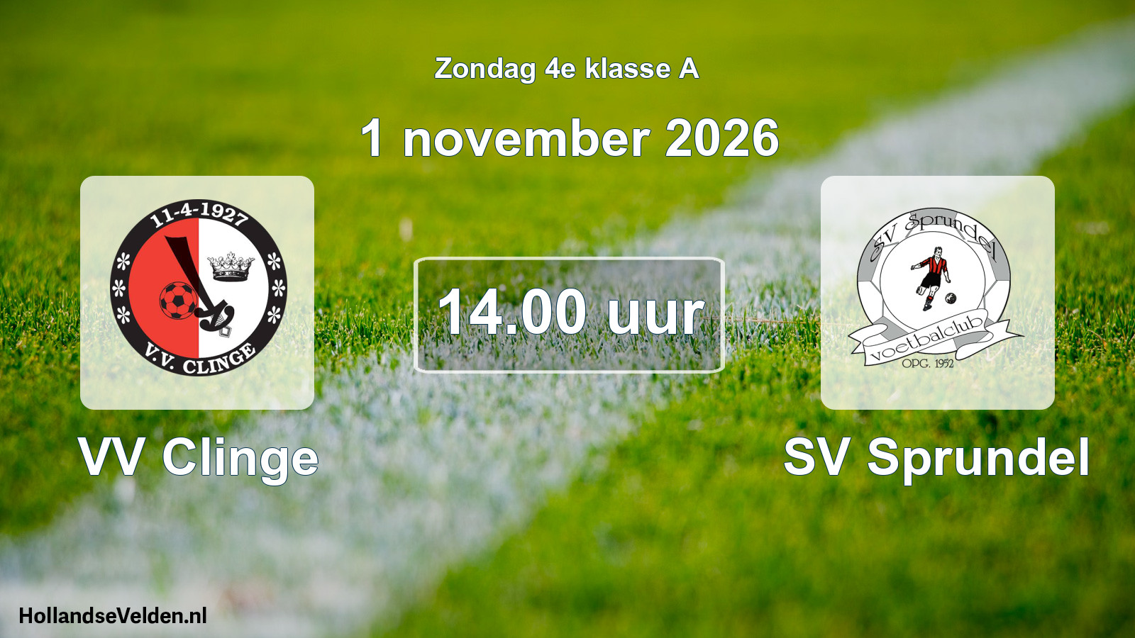 Geplande wedstrijd: VV Clinge - SV Sprundel (1 november 2026)