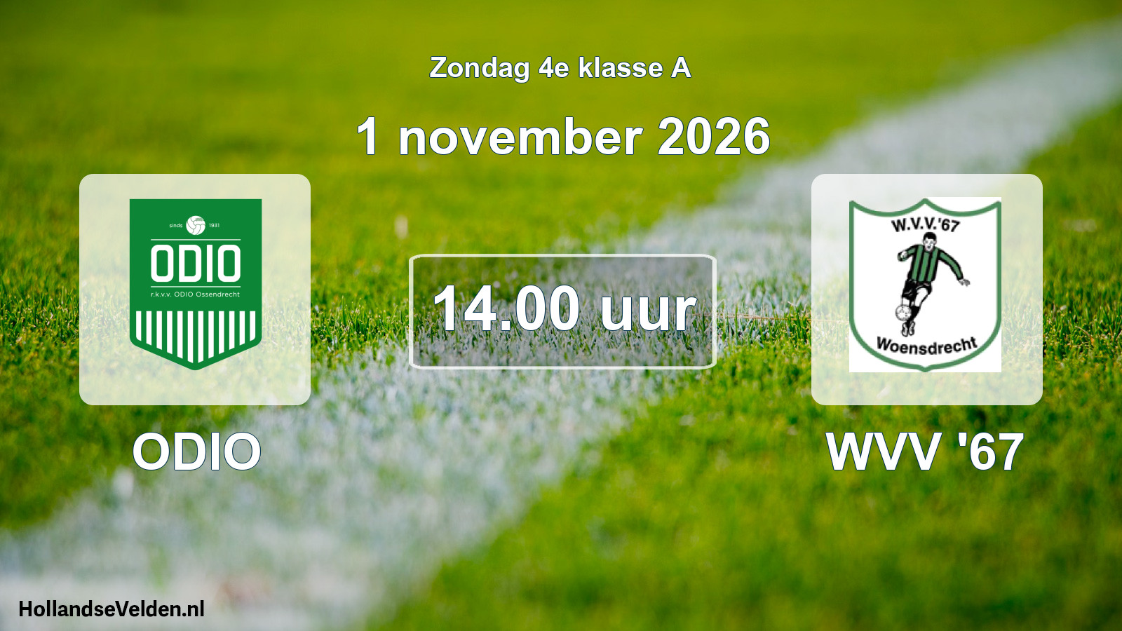 Geplande wedstrijd: ODIO - WVV '67 (1 november 2026)