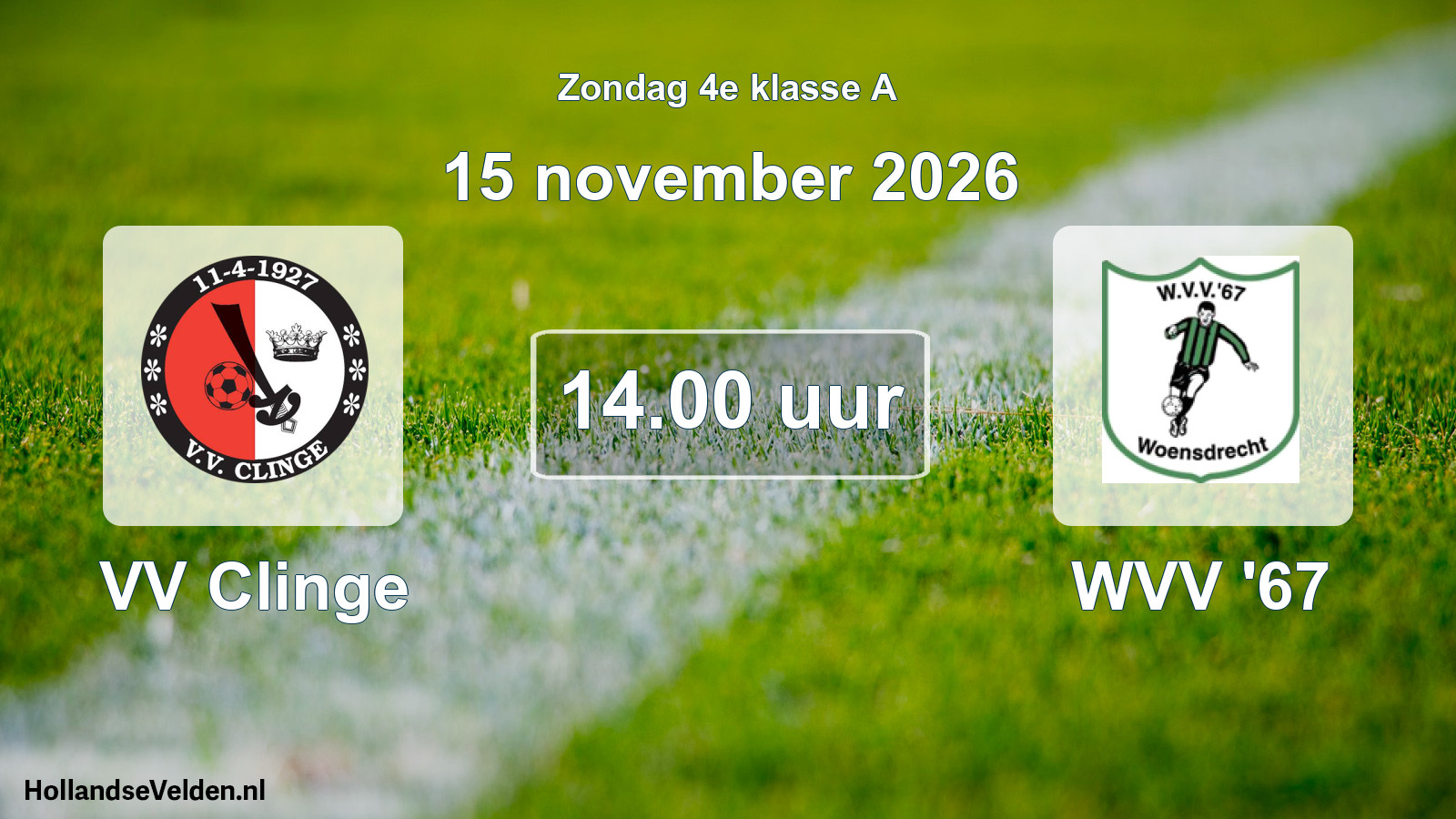 Geplande wedstrijd: VV Clinge - WVV '67 (15 november 2026)