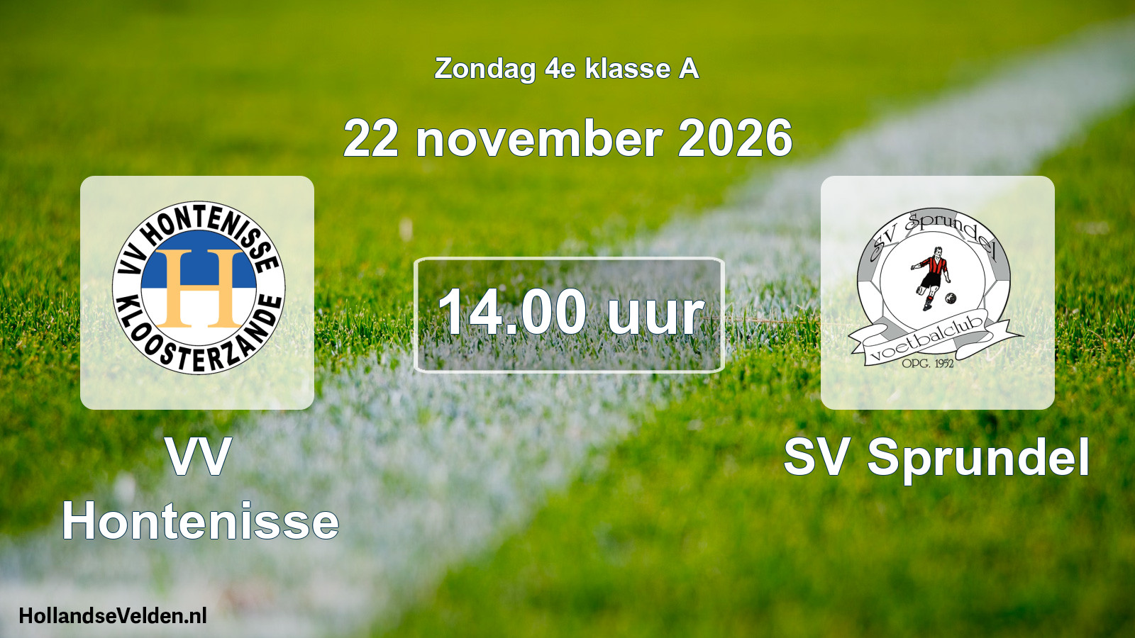 Geplande wedstrijd: VV Hontenisse - SV Sprundel (22 november 2026)