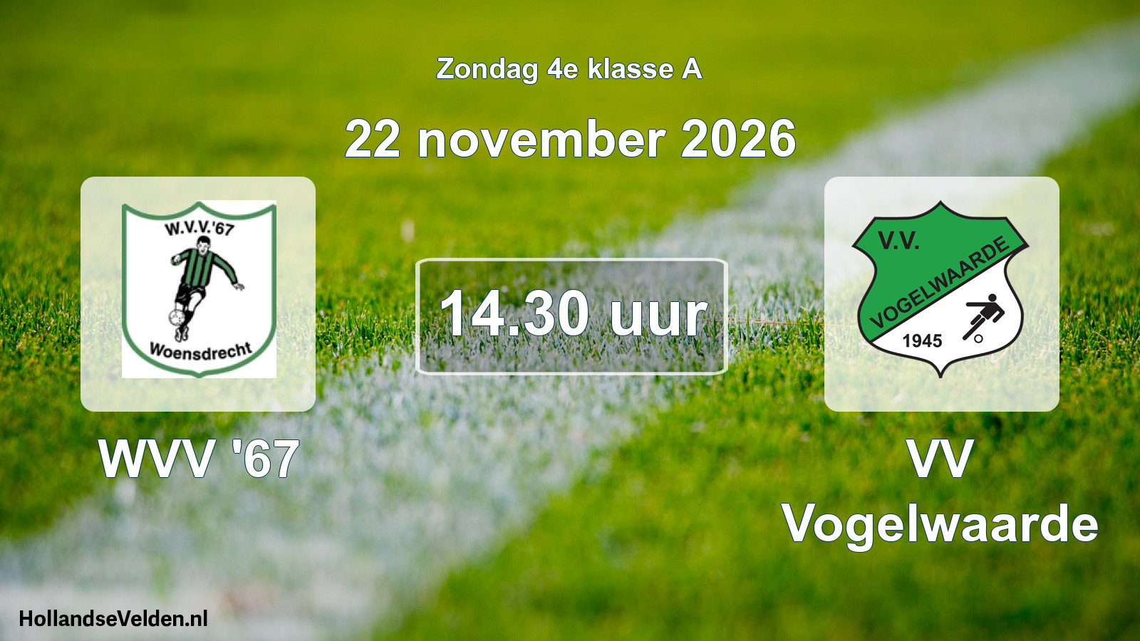 Geplande wedstrijd: WVV '67 - VV Vogelwaarde (22 november 2026)