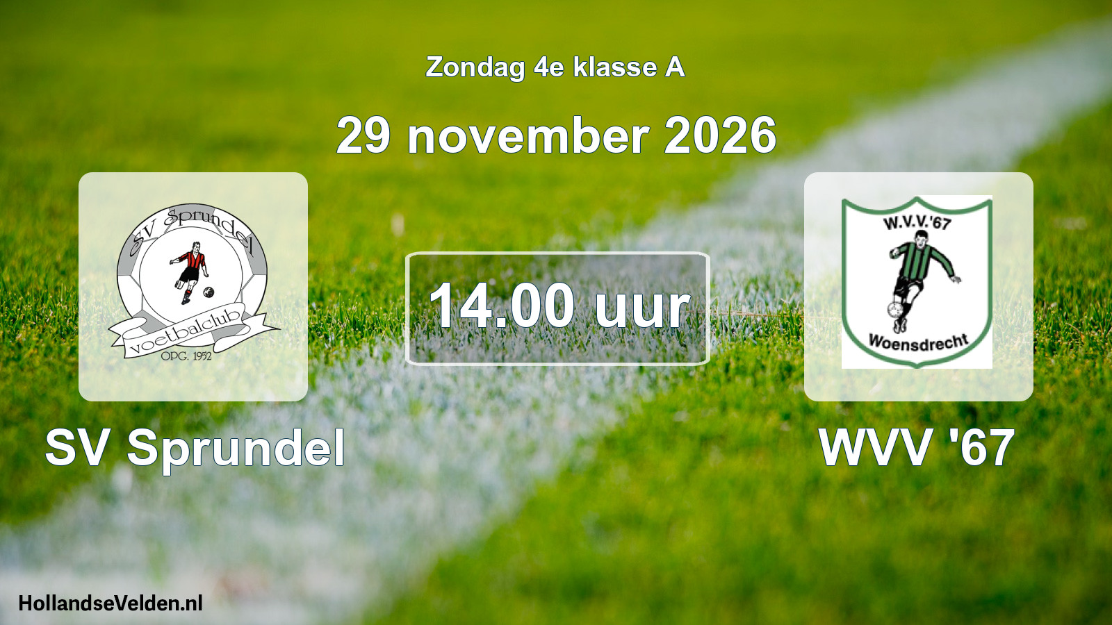 Geplande wedstrijd: SV Sprundel - WVV '67 (29 november 2026)