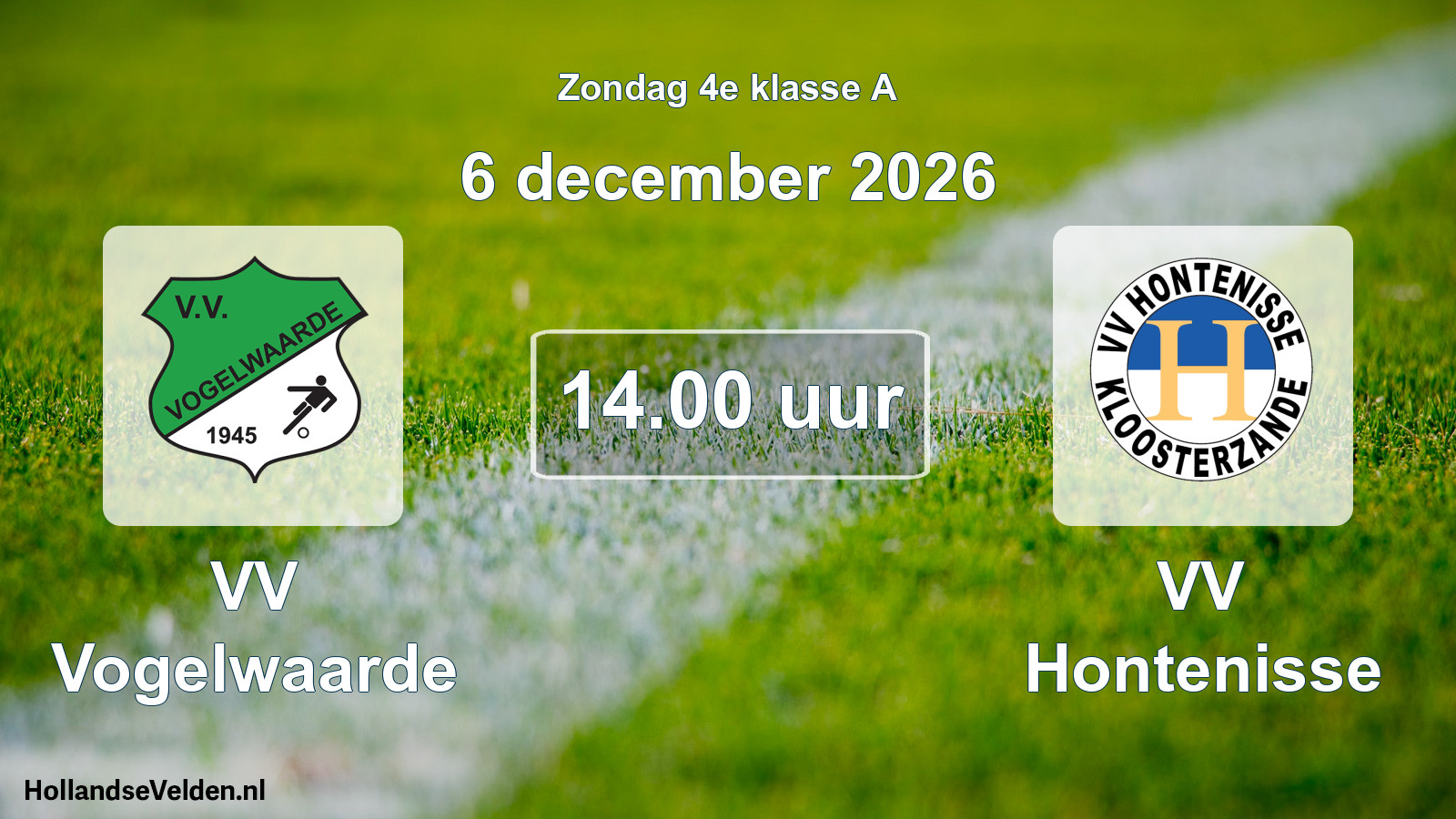 Geplande wedstrijd: VV Vogelwaarde - VV Hontenisse (6 december 2026)