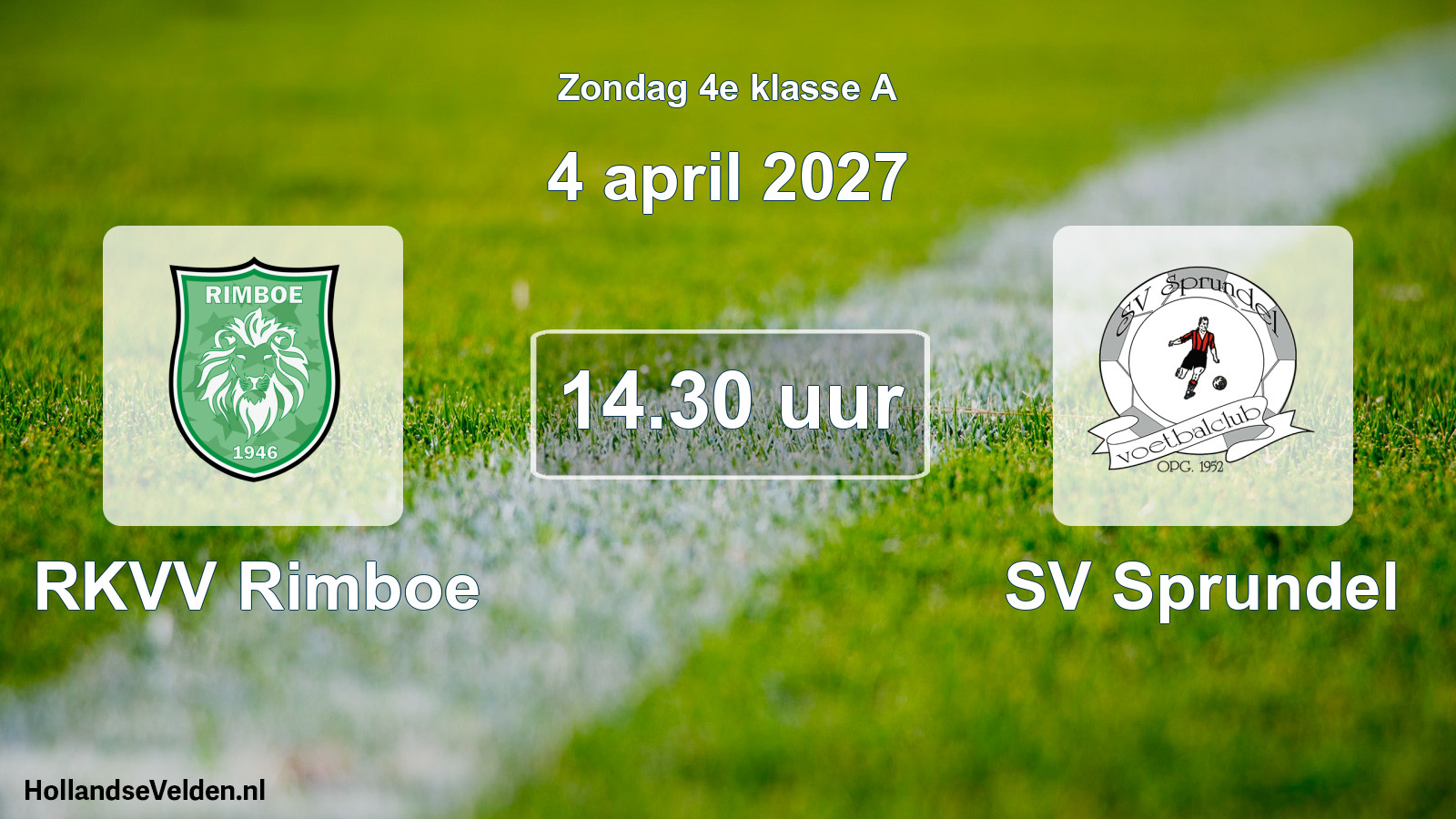 Geplande wedstrijd: RKVV Rimboe - SV Sprundel (4 april 2027)