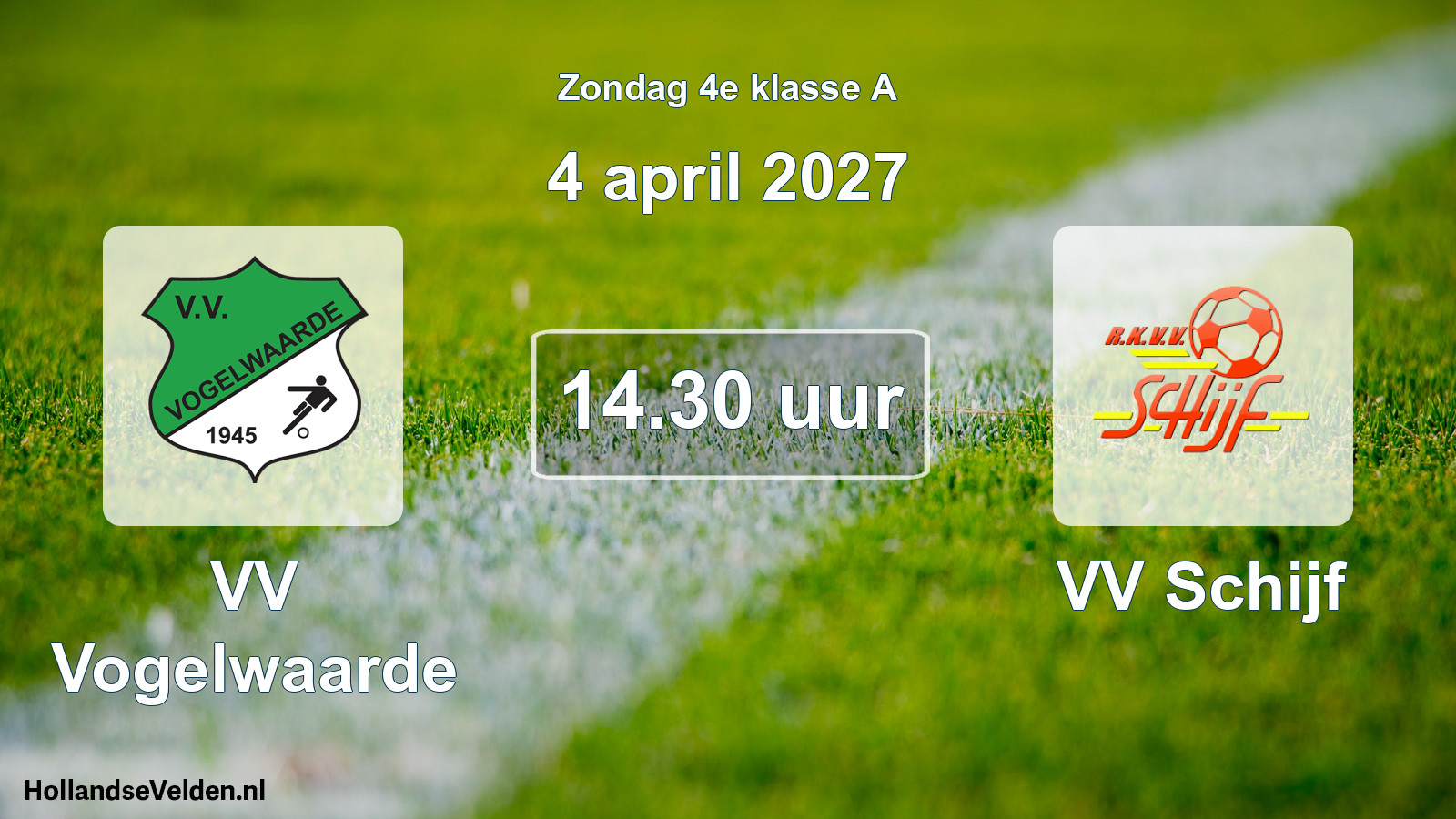 Geplande wedstrijd: VV Vogelwaarde - VV Schijf (4 april 2027)