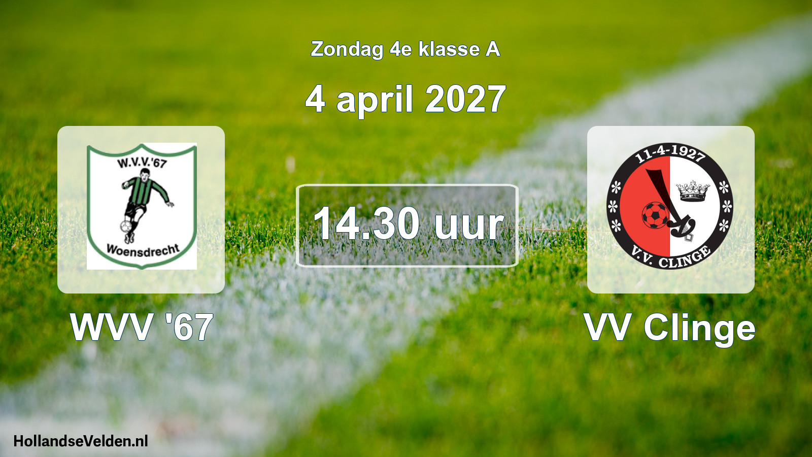 Geplande wedstrijd: WVV '67 - VV Clinge (4 april 2027)