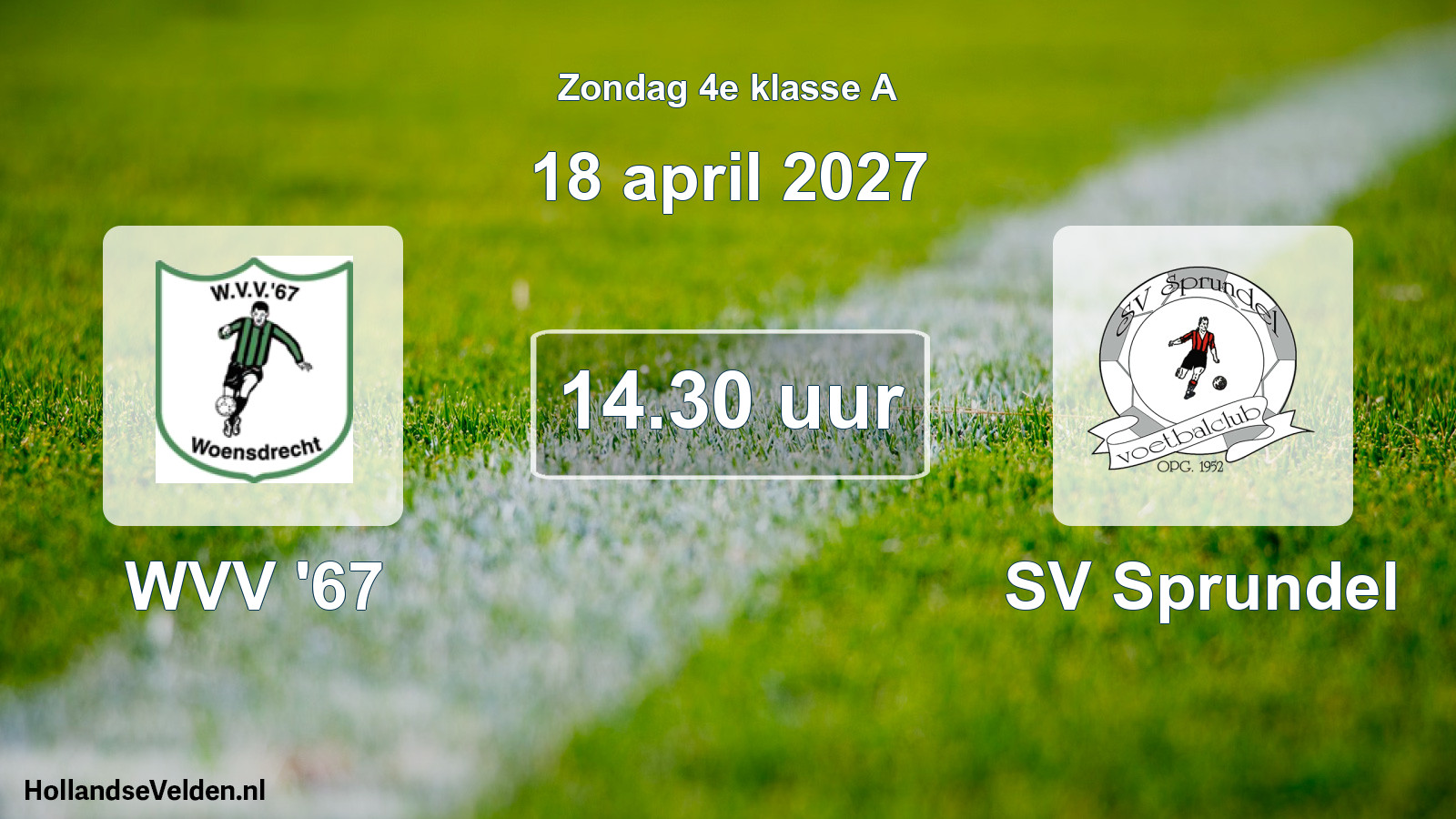 Geplande wedstrijd: WVV '67 - SV Sprundel (18 april 2027)