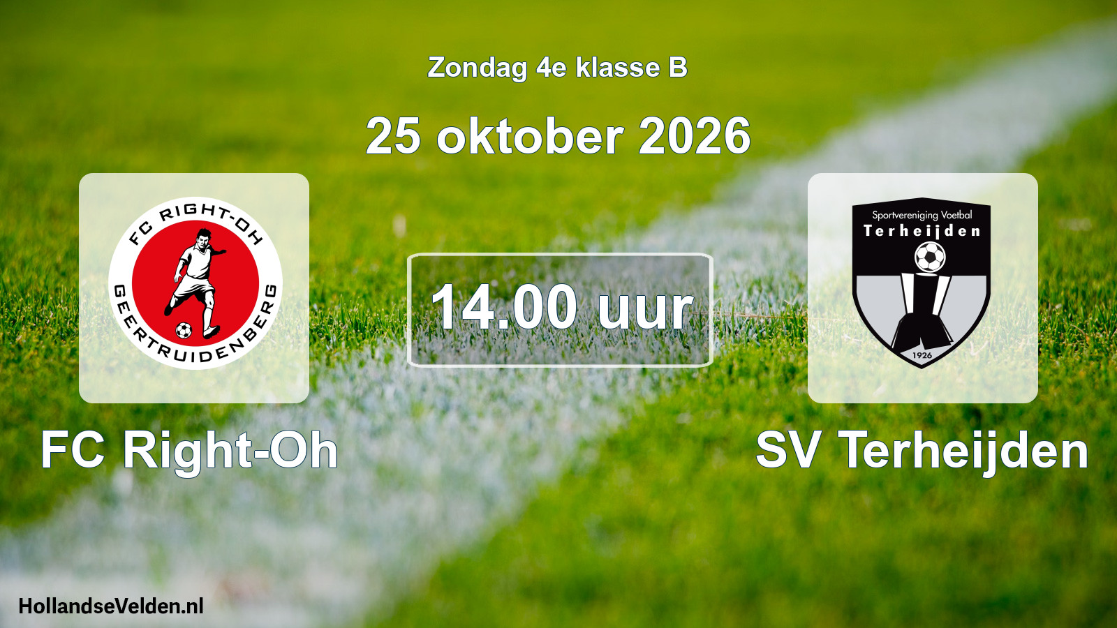 Geplande wedstrijd: FC Right-Oh - SV Terheijden (25 oktober 2026)