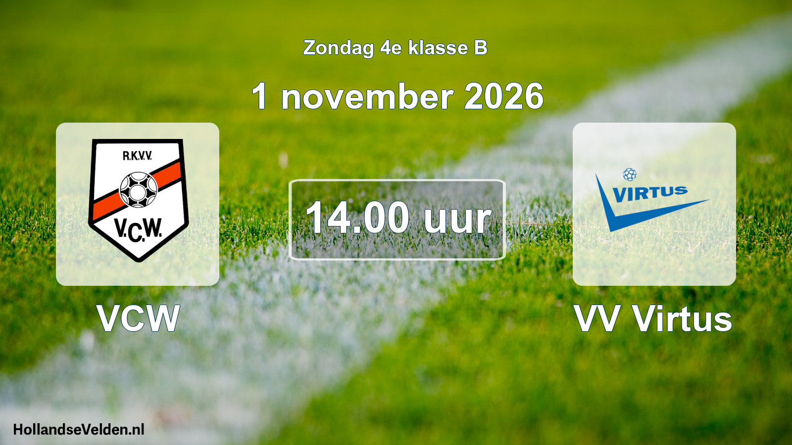 Geplande wedstrijd: VCW - VV Virtus (1 november 2026)