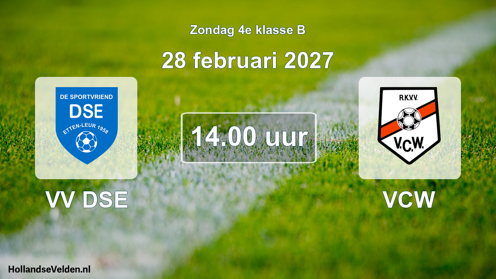 Geplande wedstrijd: VV DSE - VCW (28 februari 2027)