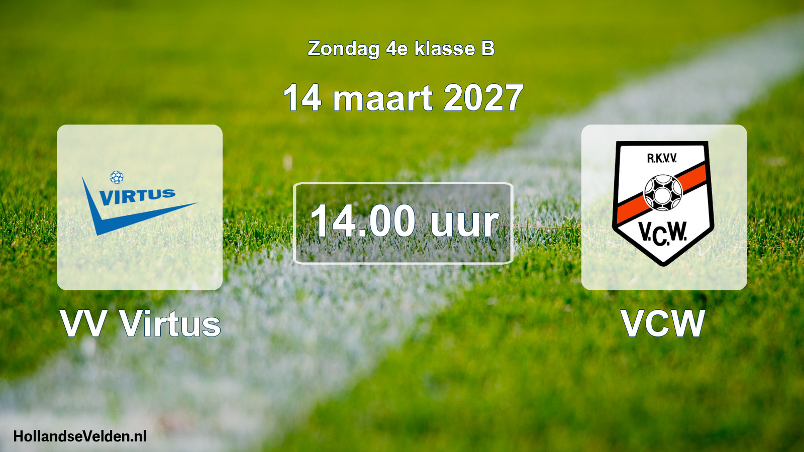 Geplande wedstrijd: VV Virtus - VCW (14 maart 2027)