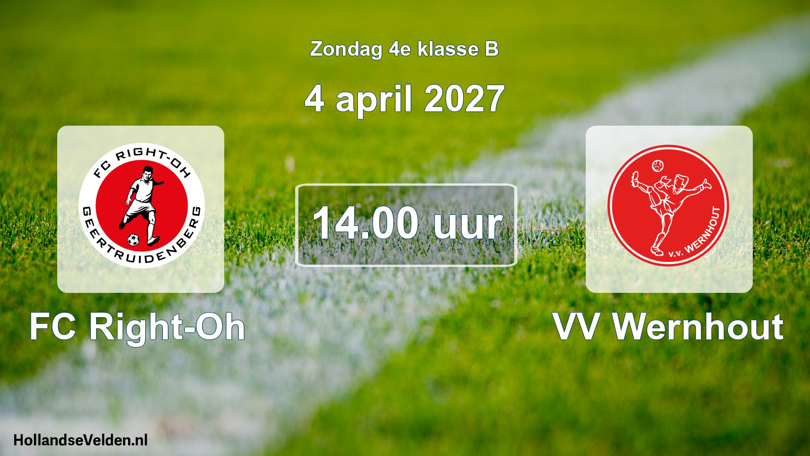 Geplande wedstrijd: FC Right-Oh - VV Wernhout (4 april 2027)
