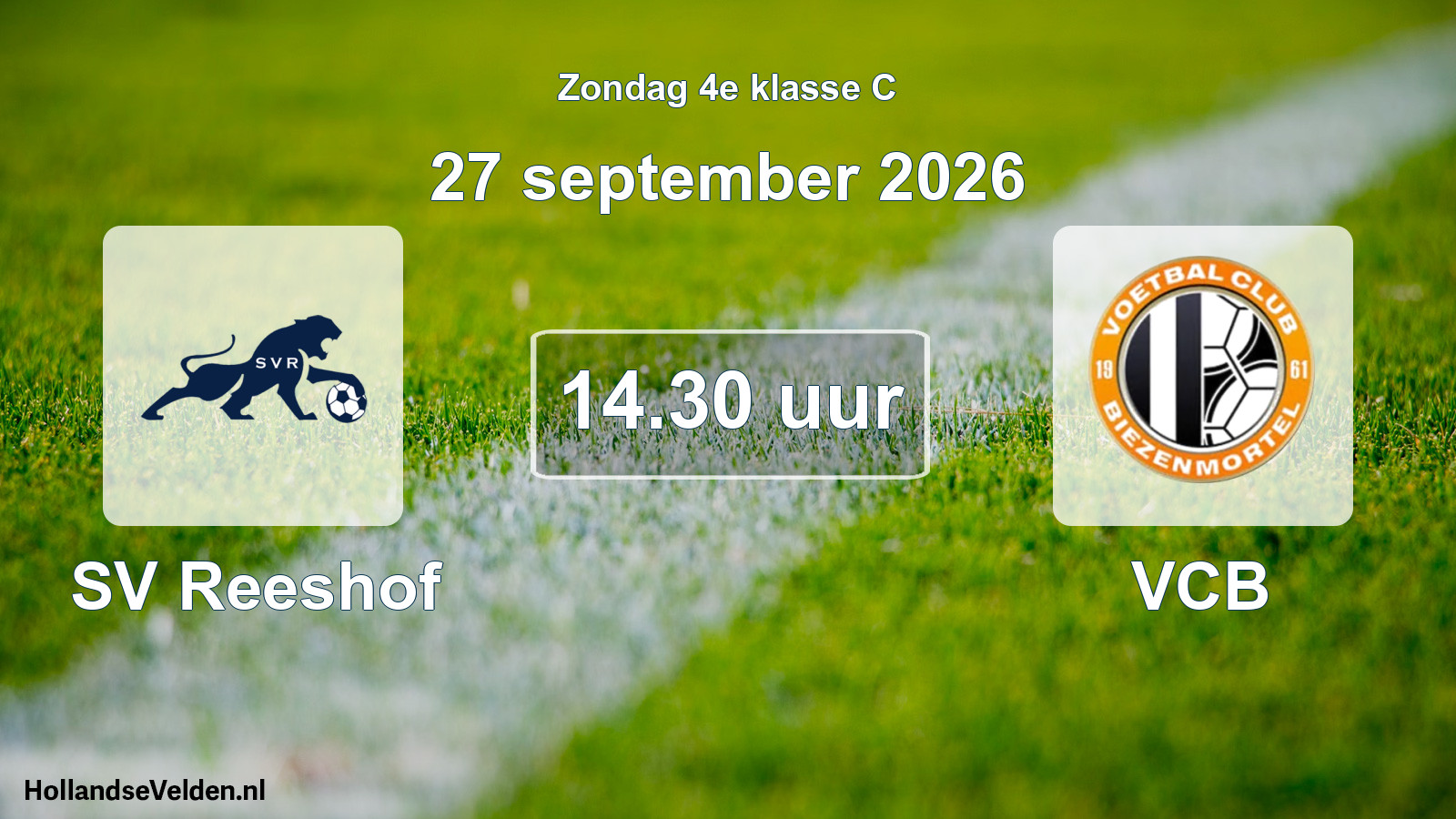 Geplande wedstrijd: SV Reeshof - VCB (27 september 2026)