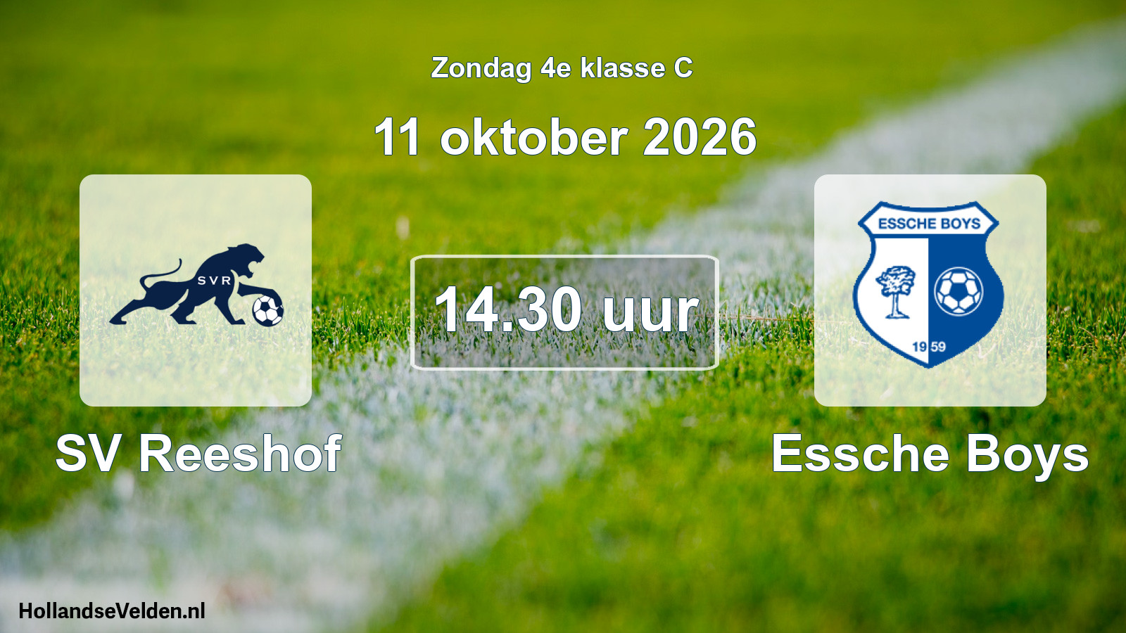 Geplande wedstrijd: SV Reeshof - Essche Boys (11 oktober 2026)