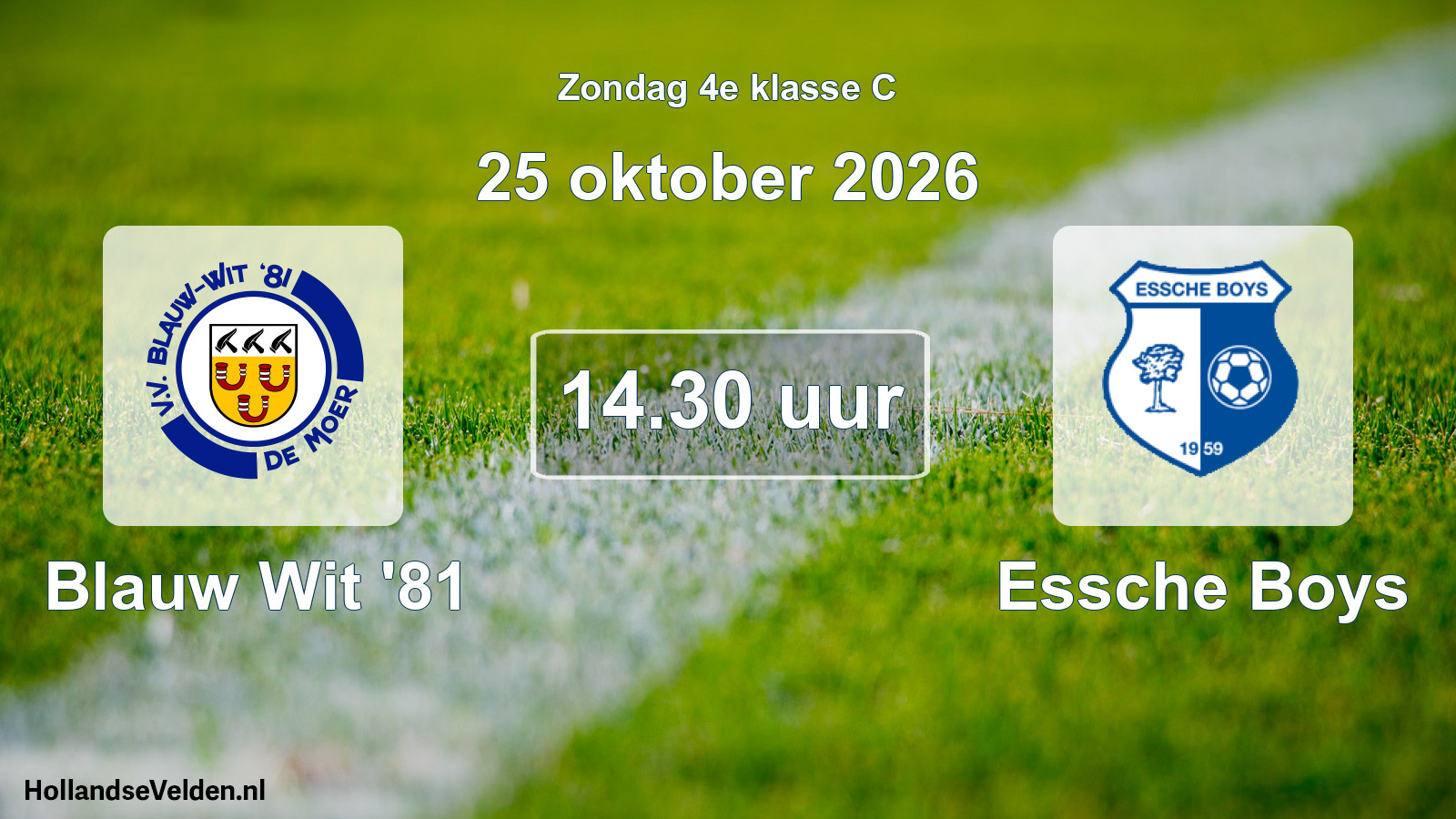 Geplande wedstrijd: Blauw Wit '81 - Essche Boys (25 oktober 2026)