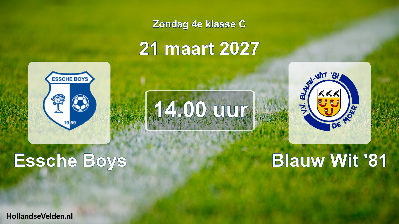 Geplande wedstrijd: Essche Boys - Blauw Wit '81 (21 maart 2027)