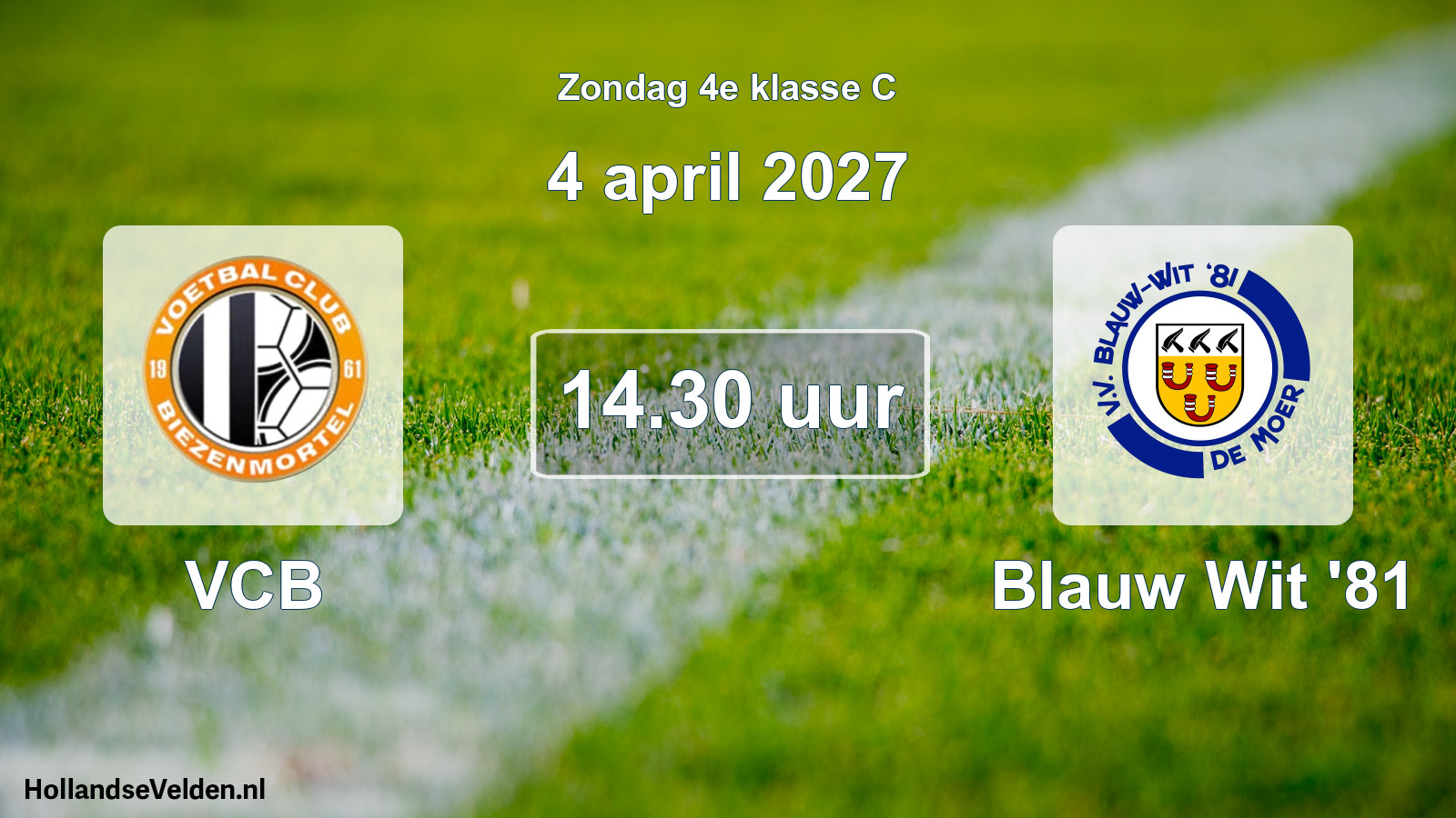 Geplande wedstrijd: VCB - Blauw Wit '81 (4 april 2027)
