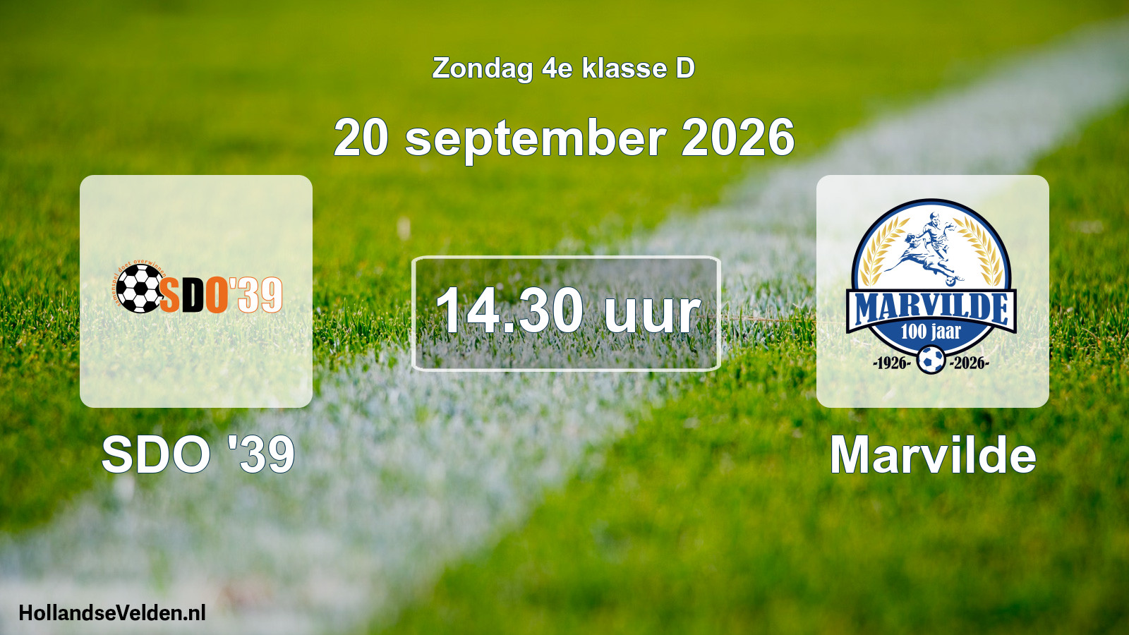 Scheduled Match: SDO '39 - Marvilde (20 September 2026)