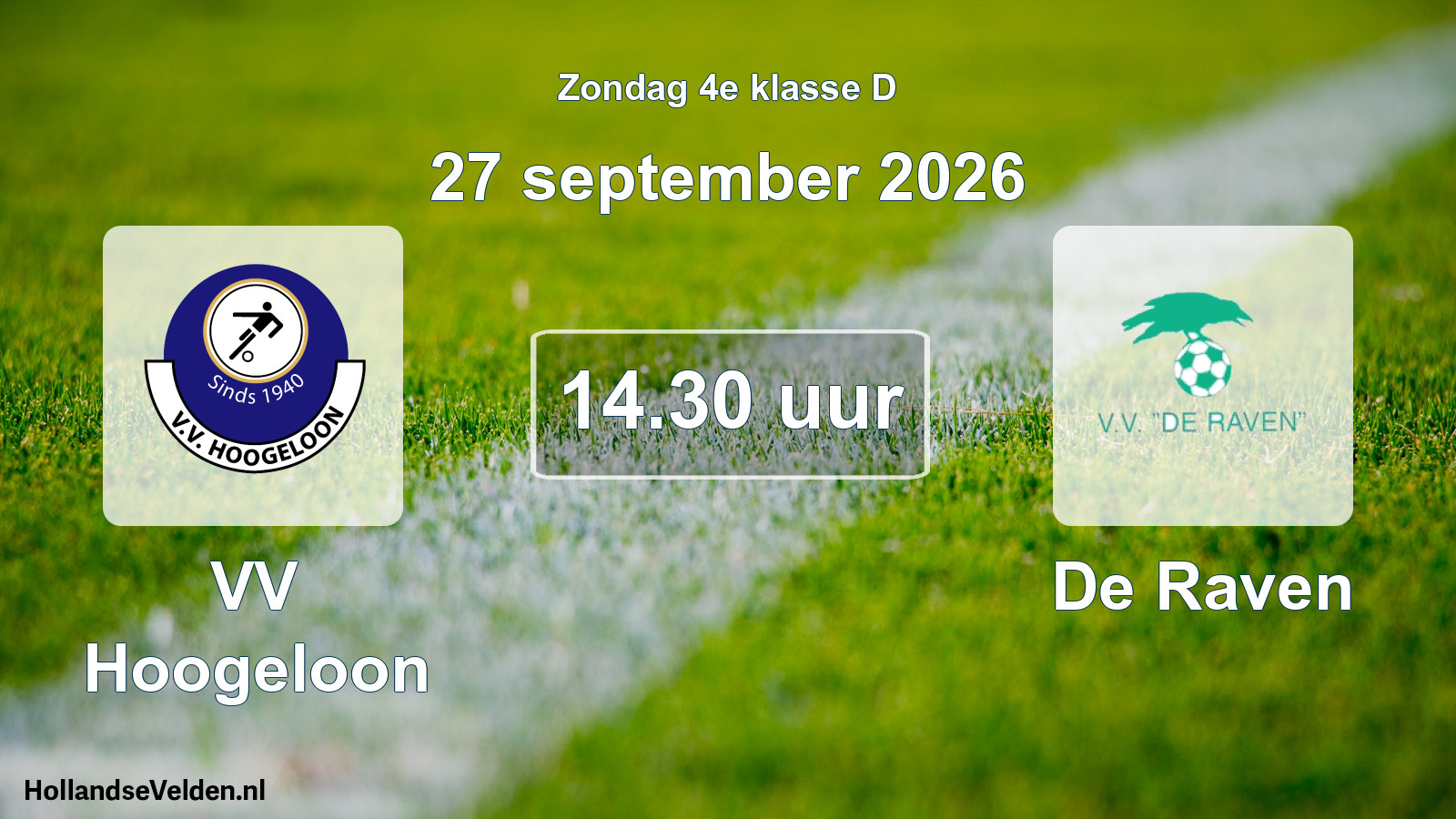 Geplande wedstrijd: VV Hoogeloon - De Raven (27 september 2026)