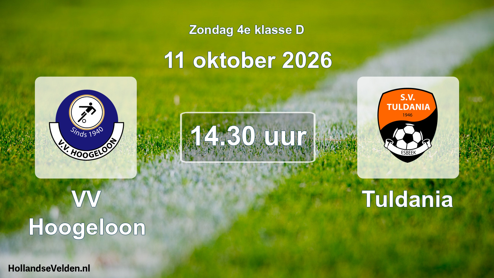 Geplande wedstrijd: VV Hoogeloon - Tuldania (11 oktober 2026)