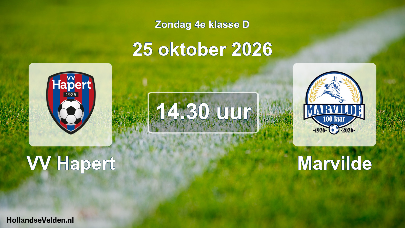 Geplande wedstrijd: VV Hapert - Marvilde (25 oktober 2026)