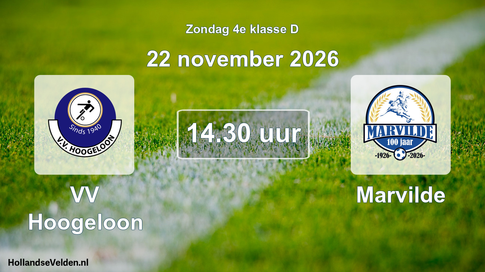 Geplande wedstrijd: VV Hoogeloon - Marvilde (22 november 2026)