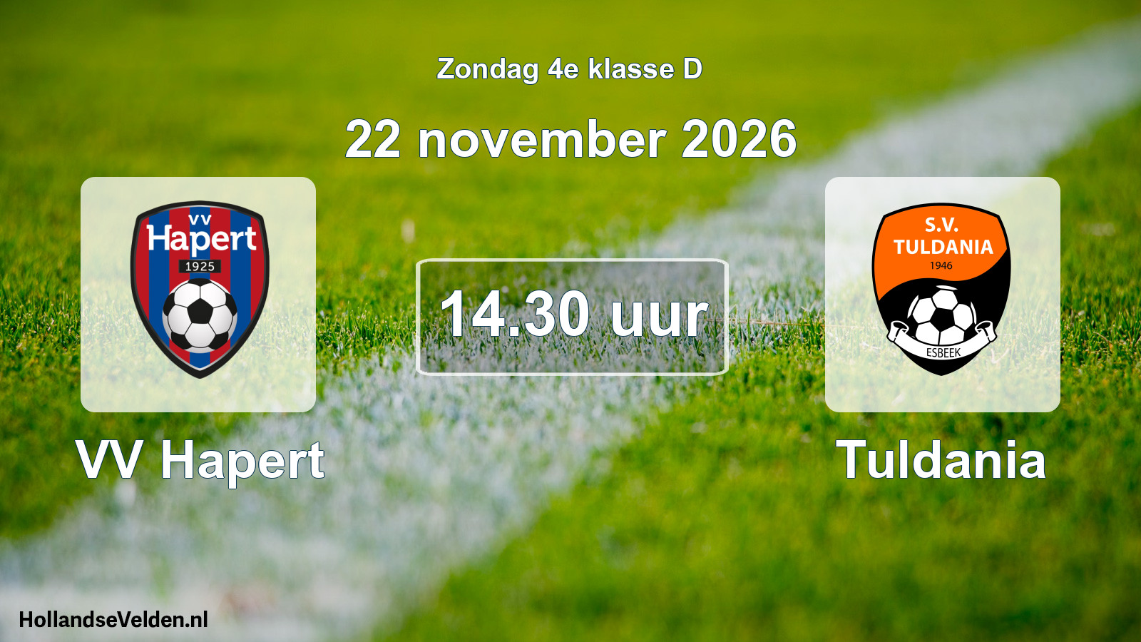 Geplande wedstrijd: VV Hapert - Tuldania (22 november 2026)
